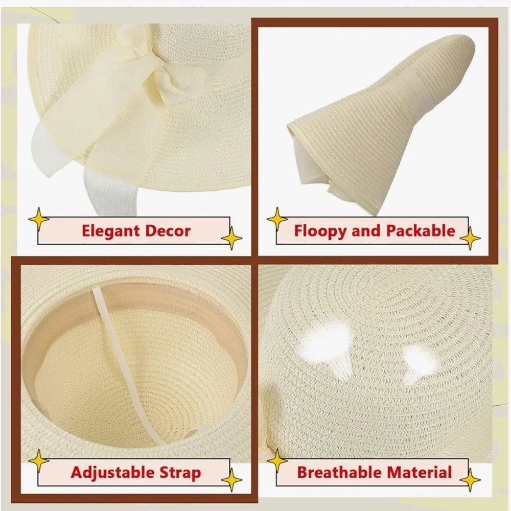 Women's Wide Brim Straw Hats Floppy Sun Hat